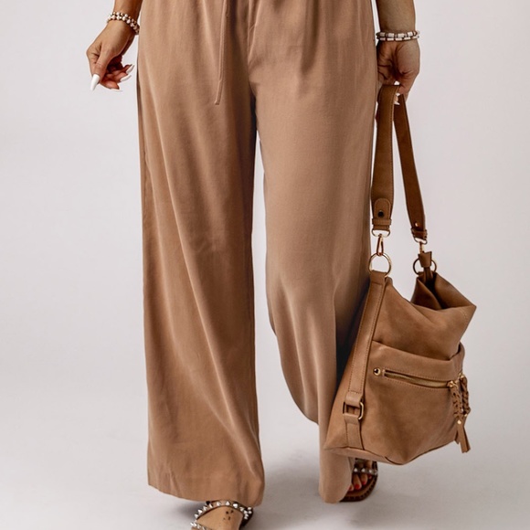 Tan Wide Leg Spring/Summer Bottoms - Picture 2 of 7
